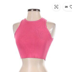 Zara Pink Fine Knit Sleeveless Cropped Tank Top